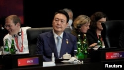 韩国总统尹锡悦2022年11月在巴厘岛出席G20峰会。（路透社）