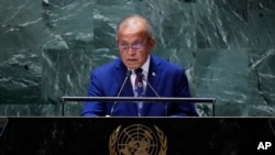 资料照片：马绍尔群岛总统卡布阿在联大发言。(2023年9月20日)