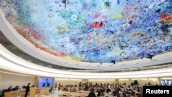 资料照：联合国人权理事会正在举行会议。