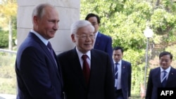 Владімір Путін і генеральний секретар в’єтнамської комуністичної партії Нгуен Фу Чонг під час зустрічі в Сочі у вересні 2018 р.