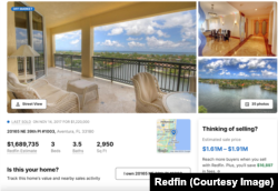 Сторінка на сайті нерухомості Redfin.com рекламує кондомініум, яким раніше володів Перевалов у будівлі Bella Vista Mid Rise North.