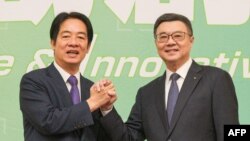 台湾当选总统赖清德在台北举行的记者会上宣布任命前民进党主席卓荣泰担任其政府的行政院长。（2024年4月10日） 