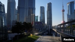 上海陆家嘴金融区因疫情爆发而空荡荡。（2022年12月19日）