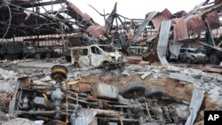 Знищена частина Маріупольського металургійного комбінату імені Ілліча, 16 квітня 2022 (AP Photo/Alexei Alexandrov)