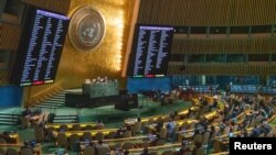 联合国大会2022年10月12日通过决议谴责并拒绝接受俄罗斯吞并乌克兰领土的行为。（路透社）