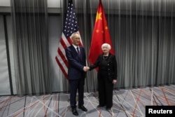 美国财长耶伦与中国副总理刘鹤在苏黎世举行会谈。（2023年1月18日）