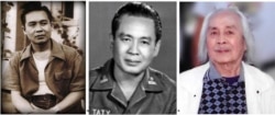 Trái, Tạ Tỵ 31 tuổi, sau 4 năm theo kháng chiến chống Pháp và về thành (Hà Nội, 1952); giữa, Thiếu Tá Tạ Tỵ trong quân đội Việt Nam Cộng Hoà; phải, chân dung Tạ Tỵ năm 2000. Sau 1975, ông đã phải đi tù cải tạo 6 năm, hồi ký Đáy Địa Ngục ghi lại kinh nghiệm ông đã trải qua trong những năm tháng nghiệt ngã tù đày với lao động khổ sai “ăn không đủ no, đói không đủ chết”. [nguồn: album gia đình Tạ Tỵ, photo by Phạm Phú Minh, Đáy Địa Ngục, Nxb Thằng Mõ 1985]