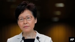 特首林郑月娥在香港举行记者会。(2019年8月27日)