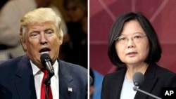 美国当选总统川普（左图）与台湾总统蔡英文（右图）