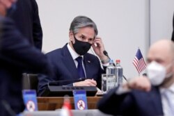 U.S. Secretary of State Antony Blinken is seen on the second day of a NATO foreign ministers meeting at the alliance's headquarters in Brussels, Belgium, March 24, 2021.