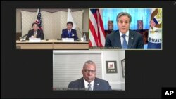 美国国务卿布林肯、国防部长奥斯汀和日本外务大臣林芳正和防卫大臣岸信夫1月6日举行2022美日安全磋商委员会视讯会议。