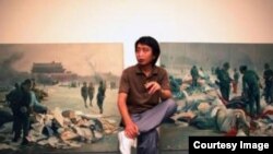 陈光及其六四题材作品。（网络图片）