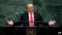 美国总统特朗普在联合国发表演说(资料照)