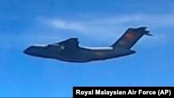马来西亚当局称中国解放军空军的“西安Y-20”运输机出现在马来西亚海域上空。所拍摄图片来自马来西亚皇家空军。（2021年5月31日）