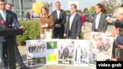 این نشست در فضای باز مقابل کنگره آمریکا با حضور برخی معترضان به حضور ایران در عراق برگزار شد. 