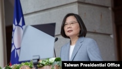 台湾总统蔡英文在连任就职典礼上发表讲话（2020年5月20号）。