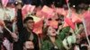 台湾总统蔡英文的支持者庆祝蔡英文胜选连任。（2020年1月11日）