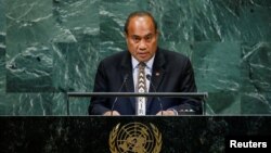 太平洋岛国基里巴斯共和国总统塔内希·马茂2018年9月26日在联合国大会上发言
