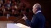Президент Росії Володимир Путін виступає з промовою на форумі Російського союзу промисловців і підприємців (РСПП) у Москві, Росія, 16 березня 2023 року. Sputnik/Михайло Метцель/Pool через REUTERS/File Photo