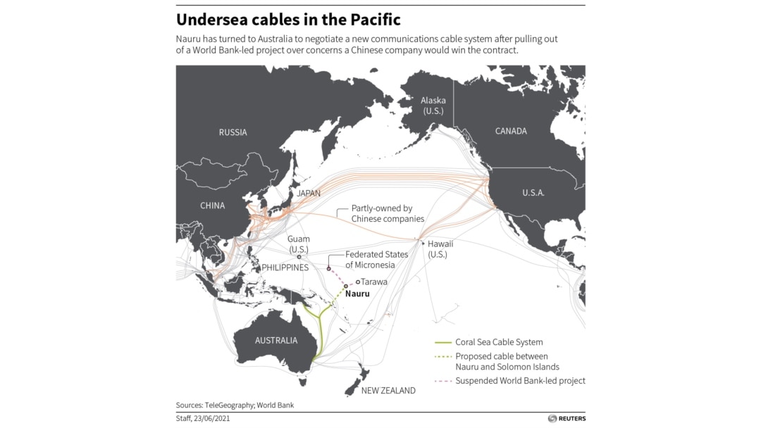 China’s Huawei Marine is bidding for the World Bank-backed East Micronesia cable project, raising concerns in the US./File Photo