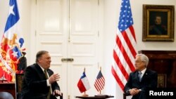 美国国务卿蓬佩奥2019年4月12日会见智利总统（路透社）
