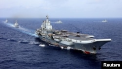 2018年4月18日中国航母辽宁号参加中国海军在西太平洋的军事演习