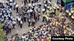 香港警方清场七 一学界预演占中（博讯图片）