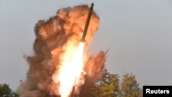 资料照片：朝鲜试射超大型多火箭发射器（2019年9月10号）