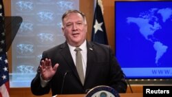 美国国务卿蓬佩奥2020年9月2日在国务院记者会上（路透社）