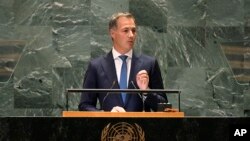 Прем’єр-міністр Бельгії Александер де Кроо виступає на 79-й сесії Генеральної Асамблеї ООН, 24 вересня 2024 р. (Фото: AP Photo/Pamela Smith)