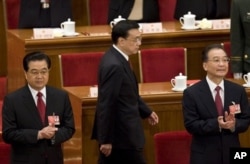 2009年胡锦涛、温家宝和李克强出席中国人大（2009年3月13日）