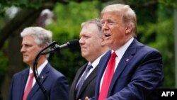 美国总统特朗普5月29日在白宫玫瑰园就中国问题对记者发表讲话。