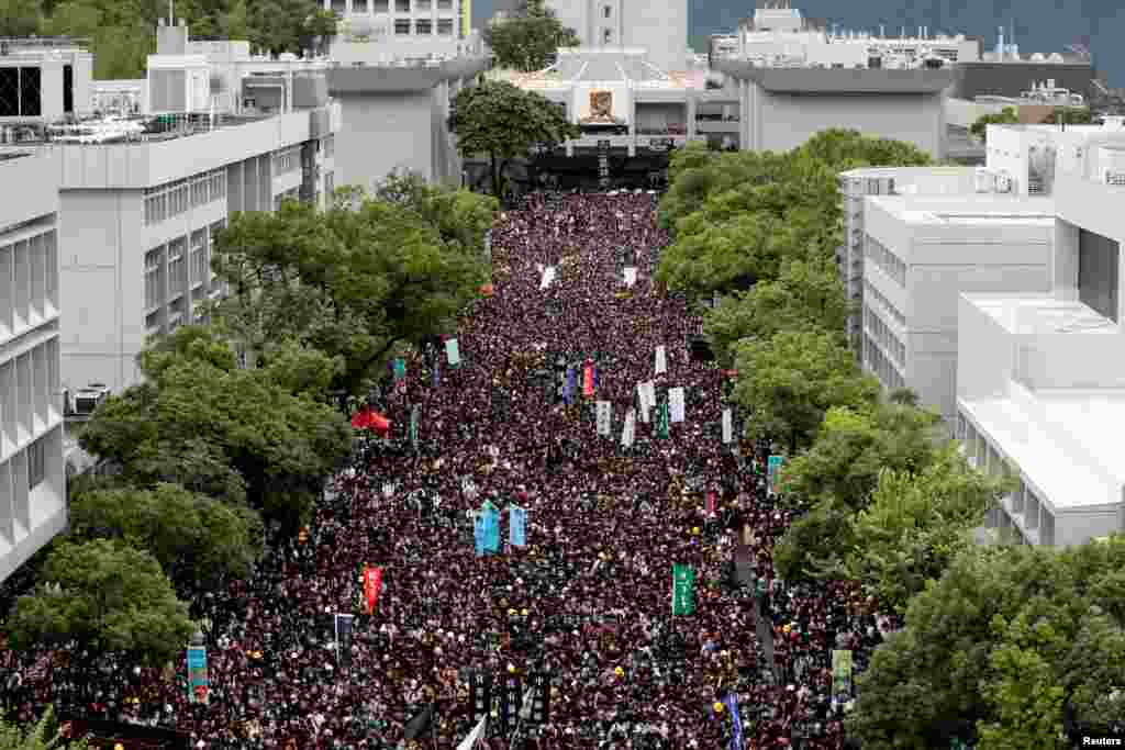 香港学生在香港中文大学举行反送中罢课行动。(2019年9月2日)