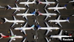 2019年7月1日西雅图波音机场停飞的波音737 Max飞机。