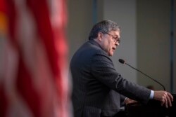 美国司法部长巴尔在华盛顿的美国智库“战略与国际问题研究中心发表有关中国的主题讲话。（2020年2月6日）