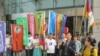 台湾公民团体抗议英国逮捕民运人士