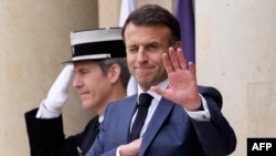 Президент Франції Еммануель Макрон, Єлисейський палац, 30 квітня 2024. Photo by Christophe Ena / POOL / AFP