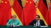 德国总理默克尔与中国总理李克强在北京人大会堂出席记者会。（2019年9月6日）