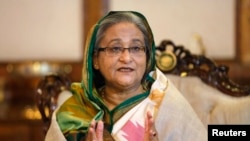 Thủ tướng Bangladesh Sheikh Hasina trong một cuộc họp báo tại Dhaka, ngày 6/1/2014. 