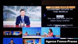 新西兰主办的APEC领导人会议发布的图片显示中国国家习近以视频方式在峰会间歇的经济领袖会议上发表讲话。(2021年11月11日)