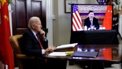 美国总统拜登从白宫通过视频与中国国家主席习近平通话。(2021年11月15日)