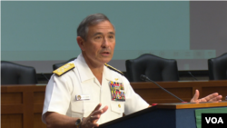 哈里斯上将2016年5月17日在华盛顿发表讲话 (美国之音黎堡拍摄）