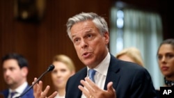 前美国驻中国大使洪博培(Jon Huntsman)2017年9月19日出席国会参议院外交委员会确认听证会