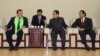 지난 6일 북한을 방문한 안토니오 이노키 일본 참의원(맨 왼쪽)이 북한 장성택 국방위원회 부위원장(오른쪽 두번째)과 일본 체육기관 대표단을 만났다.