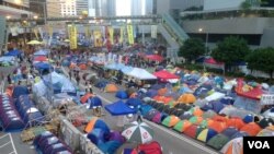 香港争取真普选占领行动11月21日踏入第55天（美国之音海彦拍摄）