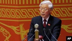 2016年1月21日越南共产党中央委员会总书记阮富仲在河内越南共产党第12届代表大会上致辞