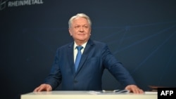 Армін Паппергер, генеральний директор німецького виробника зброї Rheinmetall, на пресконференції в Дюссельдорфі, Німеччина, 14 березня 2024 року.