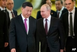 中国国家主席习近平与俄罗斯总统普京在莫斯科克里姆林宫。(美联社2019年6月5日资料照)
