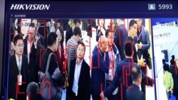 中国海康威视开发的人脸识别技术在北京举行的中国社会公共安全产品博览会上展示。（2018年10月23日）