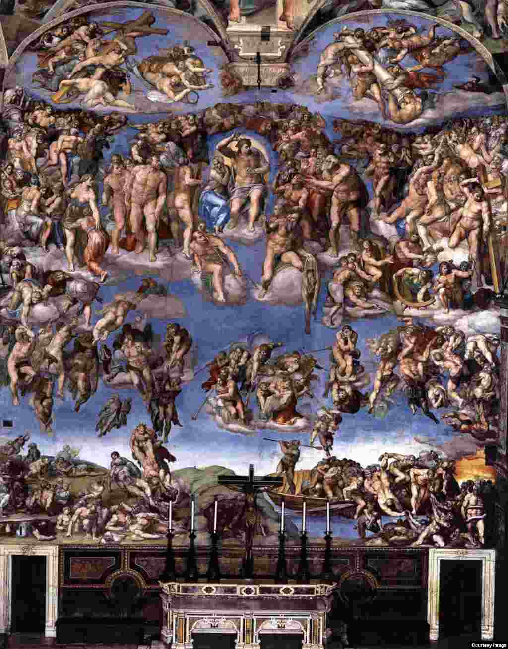 16世纪佛罗伦萨绘画大师米开朗基罗(Michelangelo )的传世之作之一。 梵蒂冈西斯廷教堂的近34幅最佳壁画的复制品在纽约世贸中心交通枢纽购物中心奥克卢斯展出。